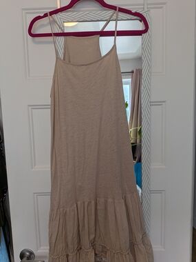 Beige Ruffled Tiered Slip Dress